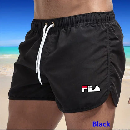 2025 Men's quick drying, breathable, multi-color printed beach shorts, three-way casual sports shorts