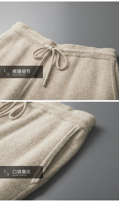 MVLYFLRT Men's Merino Wool Knitted Suit Half Height Zipper Cardigan Long Pants Tracksuit Fashionable Casual Wear 24592431