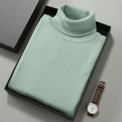 100% Cashmere Turtleneck Men Pullovers 2024 Autumn Winter Soft Light Warm Rolled Neck Jumper Jersey Pull Homme Knitted Sweater