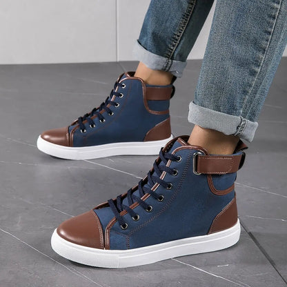 2025 Men Sneakers Men Leather Skateboarding Shoes Male Thick Bottom Non-Slip Student High-Top Sport Shoes Hombre Mens Footwear