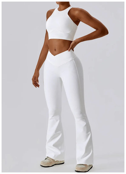 Flare Leggings Yoga Pants Women High Waist Wide Leg Pants Women Gym Workout Fitness Sports Flared Pant Latin Dance Trousers