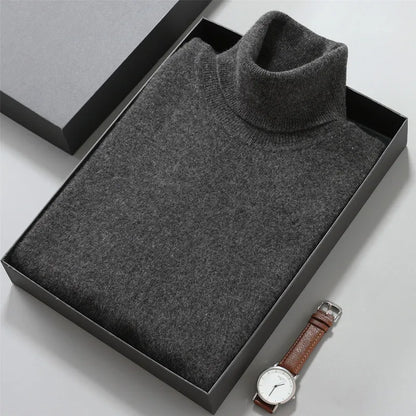 100% Cashmere Turtleneck Men Pullovers 2024 Autumn Winter Soft Light Warm Rolled Neck Jumper Jersey Pull Homme Knitted Sweater