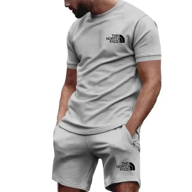 2025 Summer Sports Men's Jogging Casual T-shirt + Shorts 2-piece breathable and quick-drying set