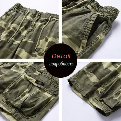 Summer Men Camouflage Cotton Cargo Shorts Men's Fashion Multi-pocket Casual Shorts Pants Outwear Breathable Joggers Shorts Male