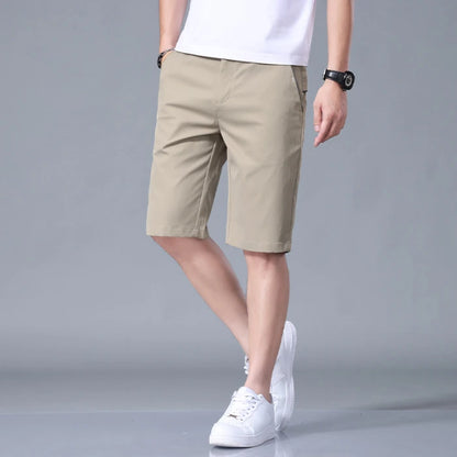 Summer Thin Men's Casual Shorts Solid Color Stretch Straight Fashion Short Casual Pants Male Ice Silk Cool Soft Midi Shorts