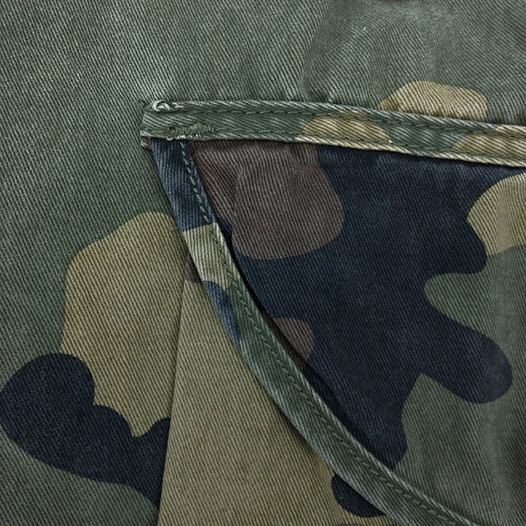 Summer New American Retro Heavyweight Camouflage Cargo Shorts Men's Pure Cotton Washed Loose Multi-pocket Casual 5-point Pants