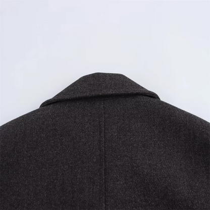 TRAF Autumn New Product Women's Casual Fashion Style Double breasted Wool Collar Long sleeved Jacket Coat