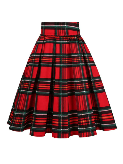 Summer French Style Women Short Vintage Pleated High Waist Floral Print Jupe Longo Elegant Ladies Office 50s Midi Tunic Skirts