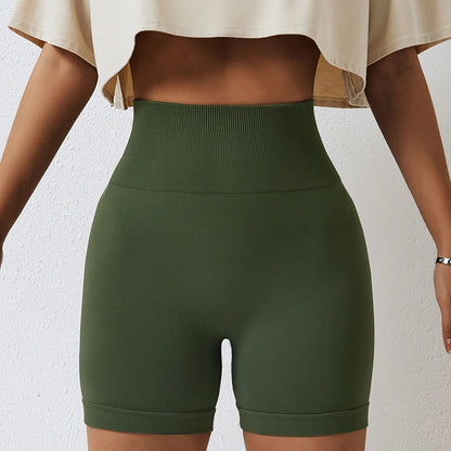 Seamless Yoga Shorts Women Fitness Shorts Running Cycling Shorts Breathable Sports Leggings High Waist Summer Workout Gym Shorts