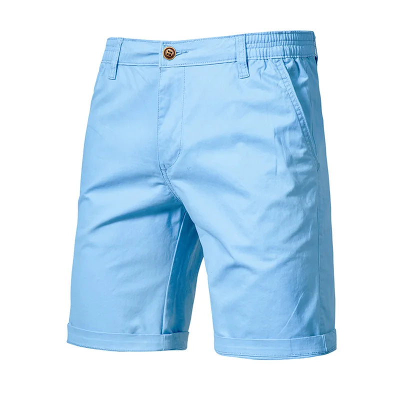 Men Summer Casual Business Shorts Soild Cotton Shorts For Man Elastic Waist Gym Running Shorts Sport Beach Shorts Male Clothes