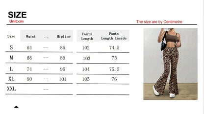 High Waist Leopard Print Flare Leggings Pants Korea Style 2024 Summer Autumn Women Fashion Sexy Bodycon Trousers Club Pants Slim