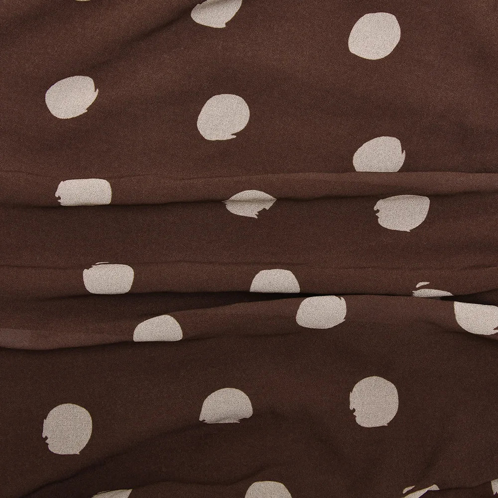 JULISSA MO Chiffon Print Polka Dot Ruched Women Dress Coffee Sleeveless High Waist Dress Spring Slim Elegant Party Club Outfits