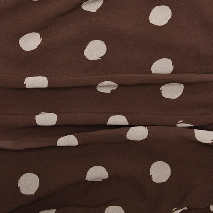 JULISSA MO Chiffon Print Polka Dot Ruched Women Dress Coffee Sleeveless High Waist Dress Spring Slim Elegant Party Club Outfits