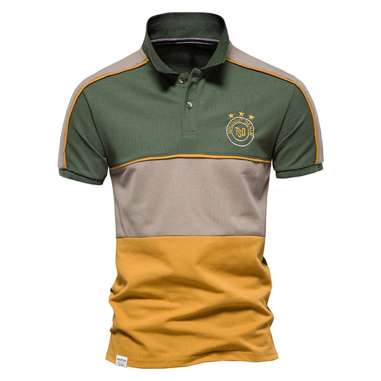 AIOPESON Summer Cotton Dot Printed Polo Shirts for Men Casual Social Business Mens Polos Short Sleeve Polo Men's Clothing