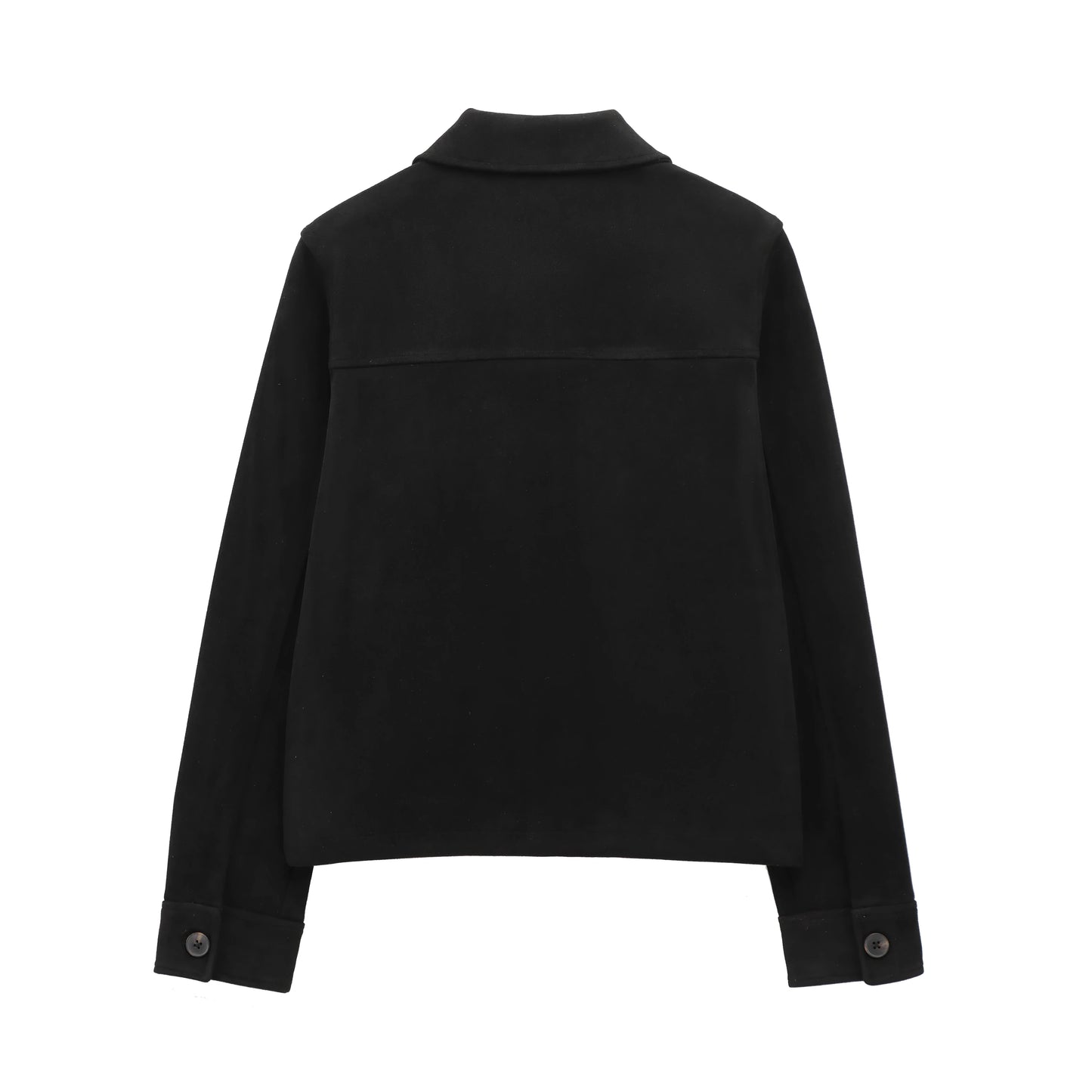TRAF Women's Suede Texture Jacket 2025 Fashion Long Sleeve Cropped Coats Women Casual New In Outerwear