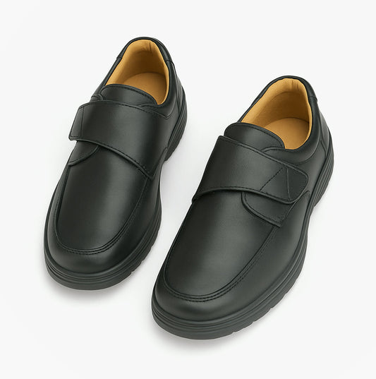 Scimitar BARNEY Mens Faux Leather Touch Fasten Shoes Black