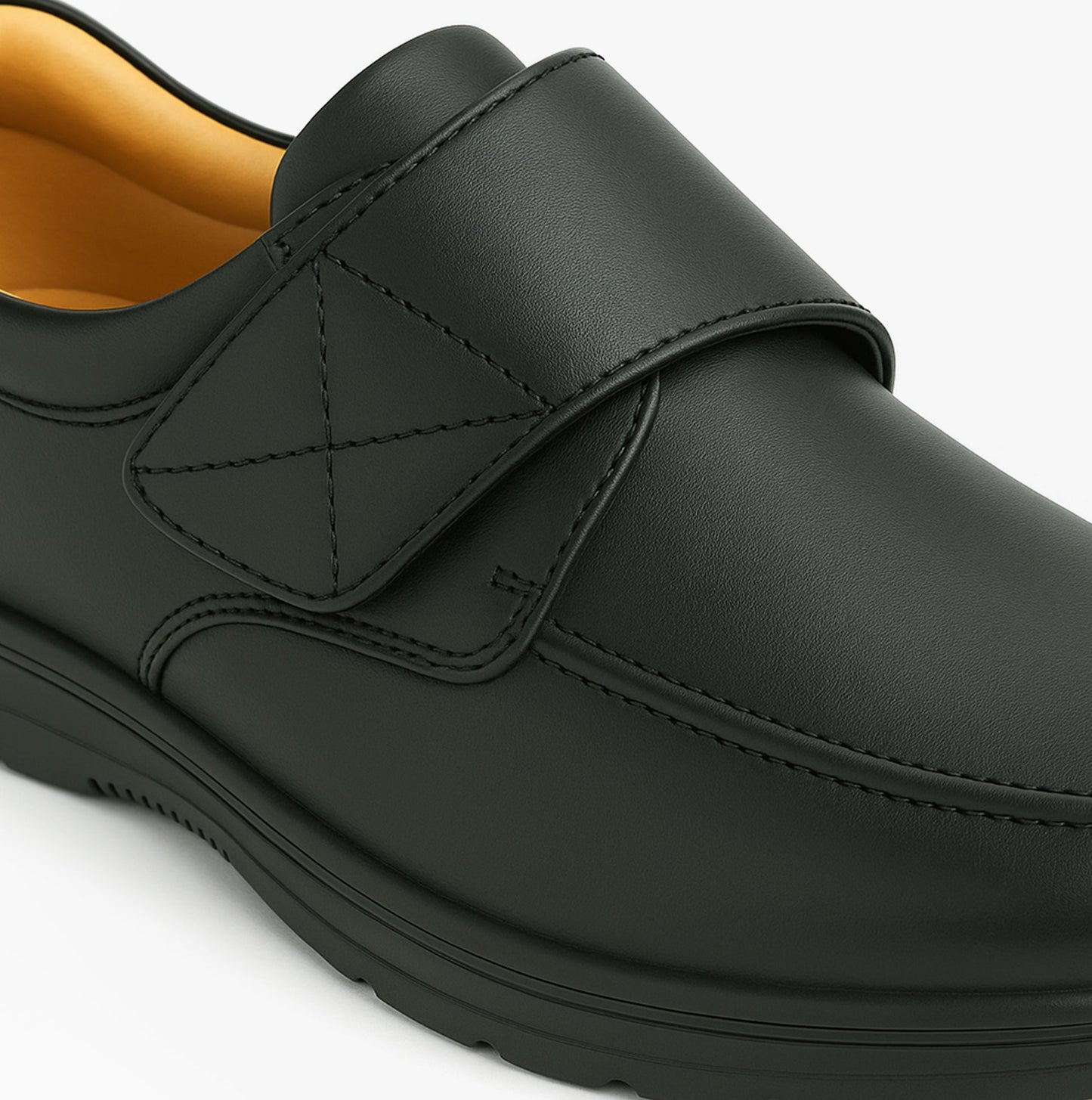 Scimitar BARNEY Mens Faux Leather Touch Fasten Shoes Black