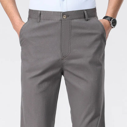 2025 Mens Cotton Trousers Man Business Casual Pants Office Black Chino Pants Khaki Grey Navy Trousers 29-40