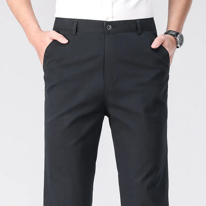 2025 Mens Cotton Trousers Man Business Casual Pants Office Black Chino Pants Khaki Grey Navy Trousers 29-40