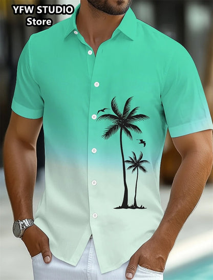 Men summer holiday shirt with 3D Coconut Tree Printed Oversized shirt