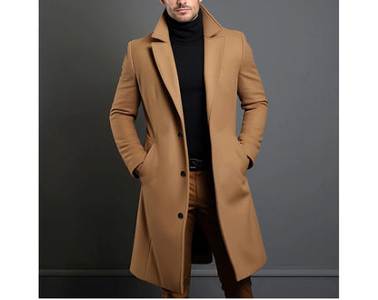Winter Men's Trench Coats Luxury Male Mid-Long Warm Wool Jackets Casual Mens Business Comfortable Overcoat Clothing
