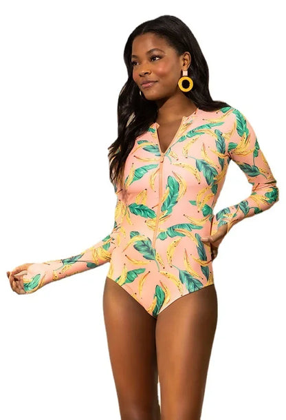 One-Piece Swimsuit Closed Long Sleeve Swimwear For Sports Surfing Bodysuit Women Swimming Bathing Suit Beachwear Pool Bather
