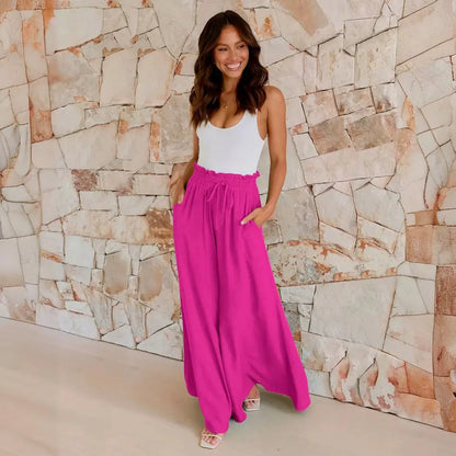 Summer Y2k Baggy Women Pants 2024 Casual High Waist Solid Black White Wide Leg Flare Trousers
