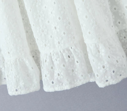Evening Party Embroideryed Dress Elegant Summer Solid Color White Lace dress Off Shoulder Short Dress Front Tie Back Shirred