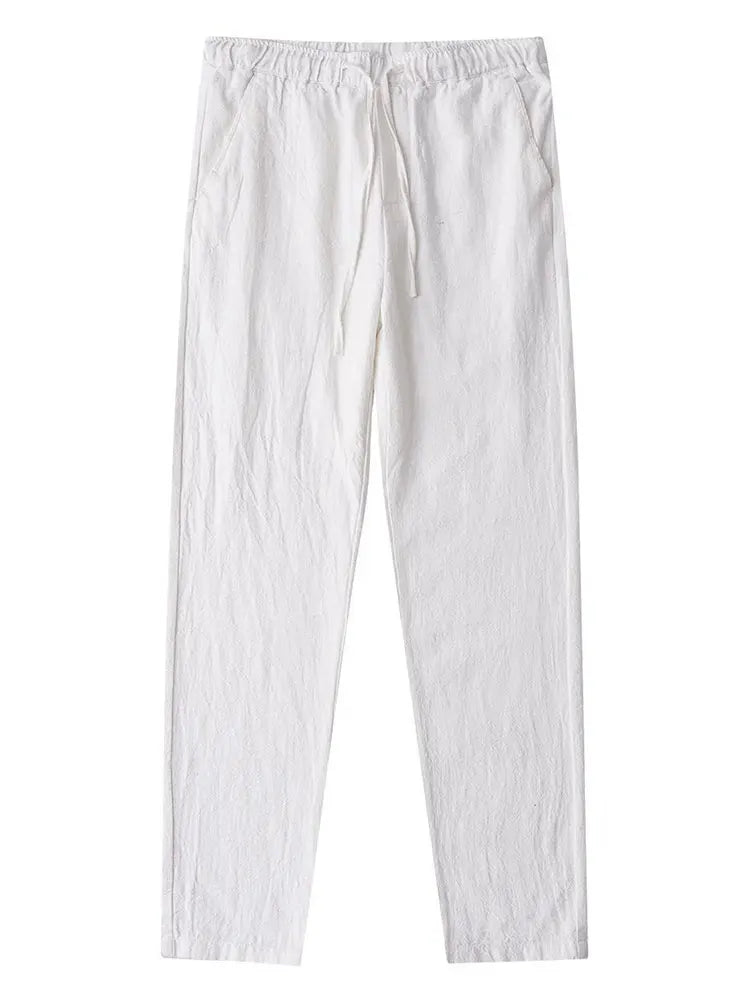 Casual Cotton Linen Chino Pants Men Wide Leg Lightweight Baggy Cotton Sweatpants Male Walking  Jogger Trousers Work