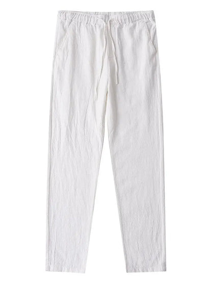 Casual Cotton Linen Chino Pants Men Wide Leg Lightweight Baggy Cotton Sweatpants Male Walking  Jogger Trousers Work