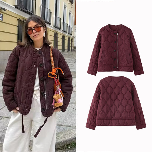 2025 New Autumn Women's Jackets Fashion Loose O-neck Thick Warm Elegant Women's Coats Personality Versatile Youth Outerwear