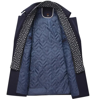 Men Fashion Autumn Winter Wool Trench Coats Fashion Middle Long Jacket Male Double Collar Zipper Coat Windbreak Woolen Overcoat