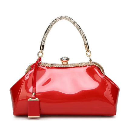 Trendy Fashionable Versatile Patent Leather Women's Handbag 2022 New Style Bright Face Clasp Diamond Lock Crossbody Wedding Bag