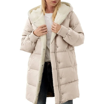 Womens Winter Warm Coats Sherpa Fleece Lined Long Hooded Puffer Jacket