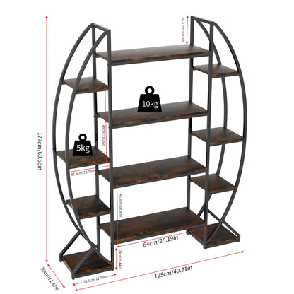 Half-Moon Shape Plant Stand Bookshelf, Multiiter Ladder, Garden Flower Rack for Home Patio Garden , Industrial Style