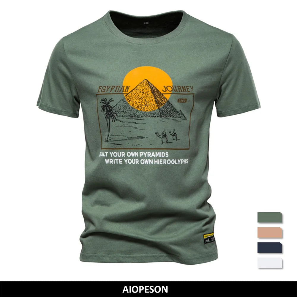 AIOPESON Cotton T Shirt for Men Brand Quality Print Men's T-shirts Casual Slim Fit O-neck Short Sleeve Summer Men Tops Tee Shirt