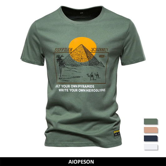 AIOPESON Cotton T Shirt for Men Brand Quality Print Men's T-shirts Casual Slim Fit O-neck Short Sleeve Summer Men Tops Tee Shirt