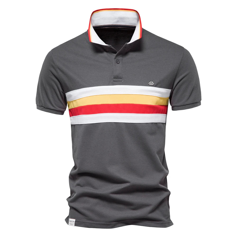 AIOPESON Summer Cotton Dot Printed Polo Shirts for Men Casual Social Business Mens Polos Short Sleeve Polo Men's Clothing