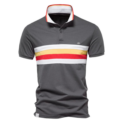 AIOPESON Summer Cotton Dot Printed Polo Shirts for Men Casual Social Business Mens Polos Short Sleeve Polo Men's Clothing