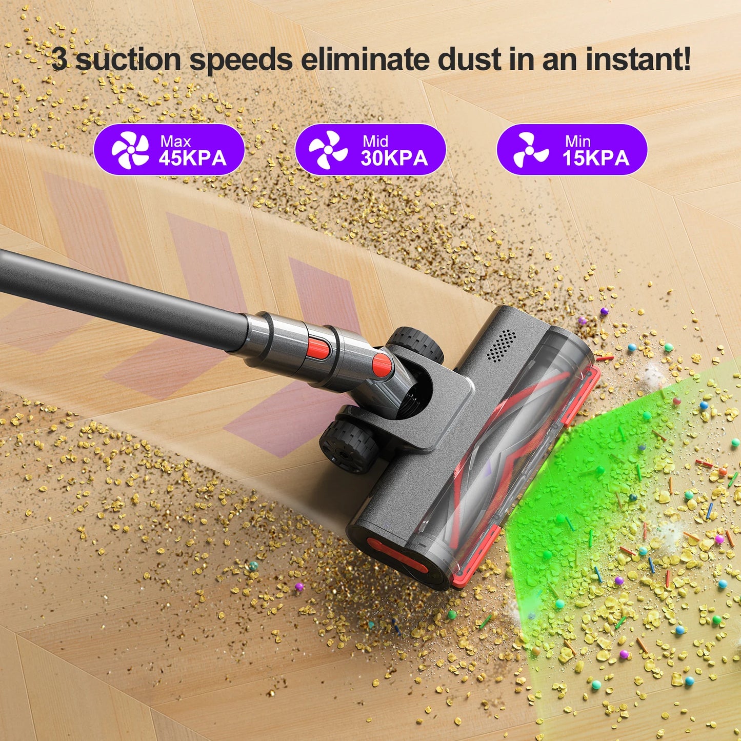 Lubluelu G11 Cordless Vacuum Cleaner 550W Powerful Suction Anti-Tangle Brush 50 Mins Runtime for Pet Hair on Hard Floor Carpet
