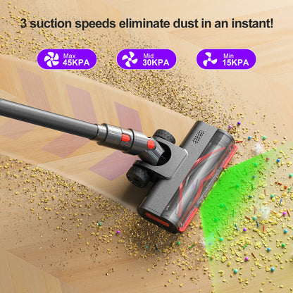 Lubluelu G11 Cordless Vacuum Cleaner 550W Powerful Suction Anti-Tangle Brush 50 Mins Runtime for Pet Hair on Hard Floor Carpet