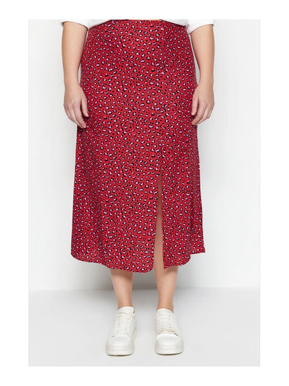 Trendyol TYZA Women's Plus Size Skirts Casual Animal Print Woven Plus Size Clothes Animal Print Skirts Casual
