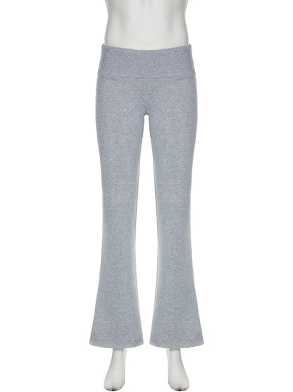 Casual Sexy Basic Solid Flare Pants Y2K Slim Low-Waisted Boot Cut Pants Women 2025 Autumn Spring Fashion Streetwear Lady