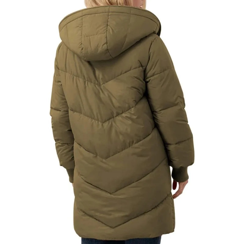 Womens Winter Warm Coats Sherpa Fleece Lined Long Hooded Puffer Jacket