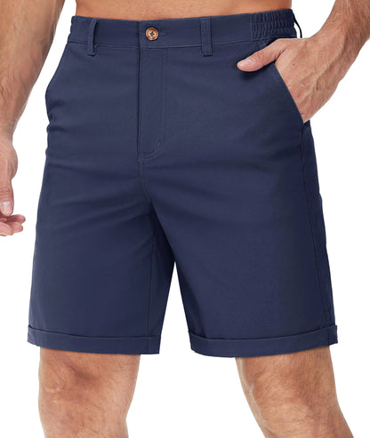 Summer Casual Shorts Mens Fit 7 Cotton Cargo Shorts Multi-pockets Rolled Leg Design Hiking Golf Shorts Streetwear Male