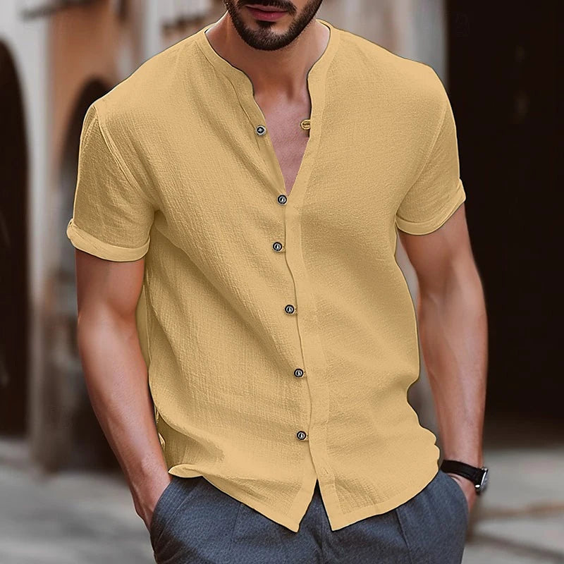 Men's Stand Collar Casual Hawaiian  Summer Shirt