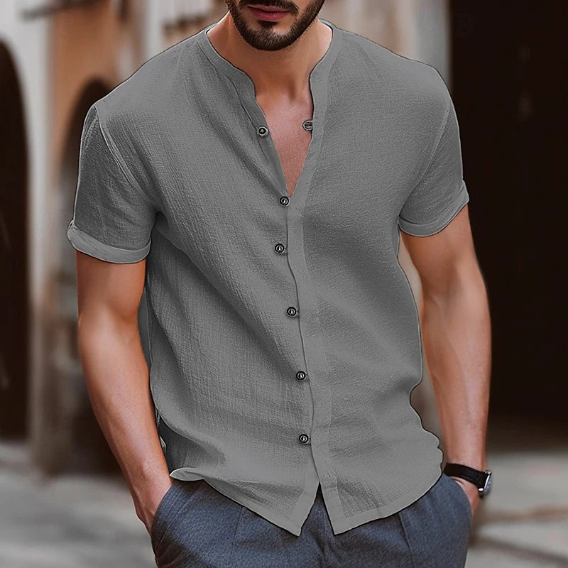 Men's Stand Collar Casual Hawaiian  Summer Shirt