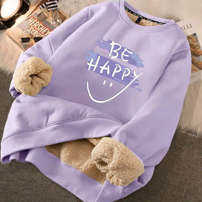 Women Sherpa Fleece Hoodies Cute Printed Casual Loose Thermal Sweatshirts