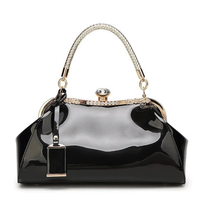 Trendy Fashionable Versatile Patent Leather Women's Handbag 2022 New Style Bright Face Clasp Diamond Lock Crossbody Wedding Bag