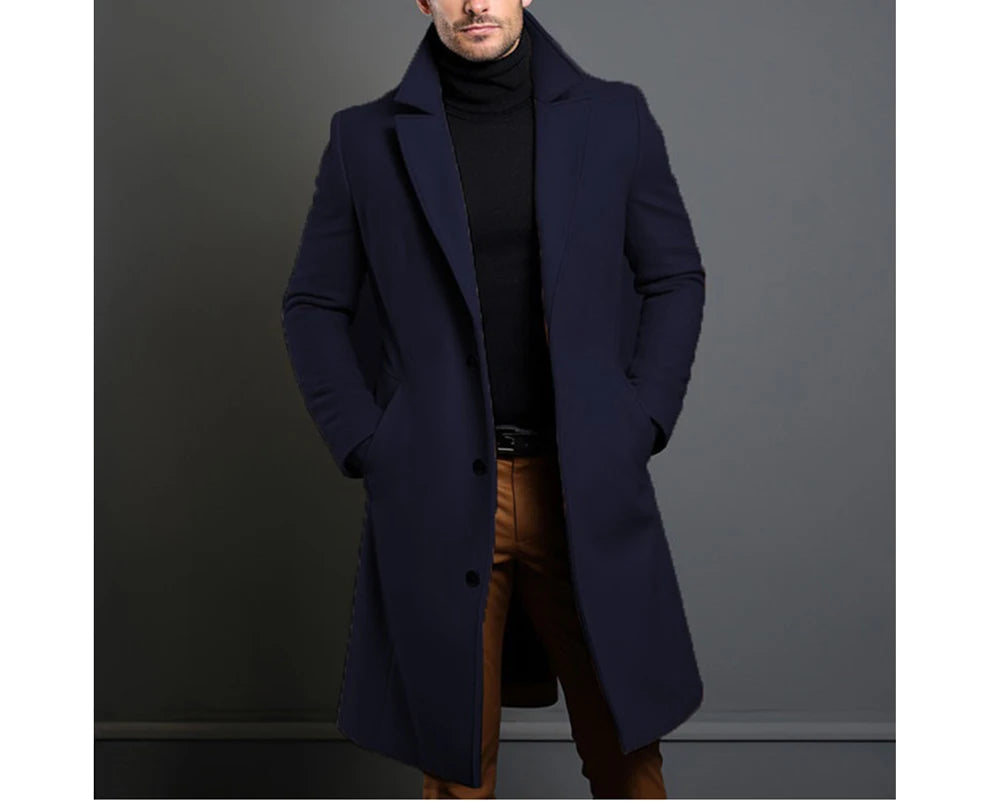 Winter Men's Trench Coats Luxury Male Mid-Long Warm Wool Jackets Casual Mens Business Comfortable Overcoat Clothing